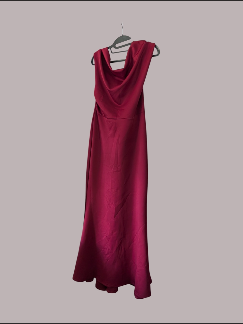 Elegant Cowl-Neck Evening Dress in Deep Berry OYS